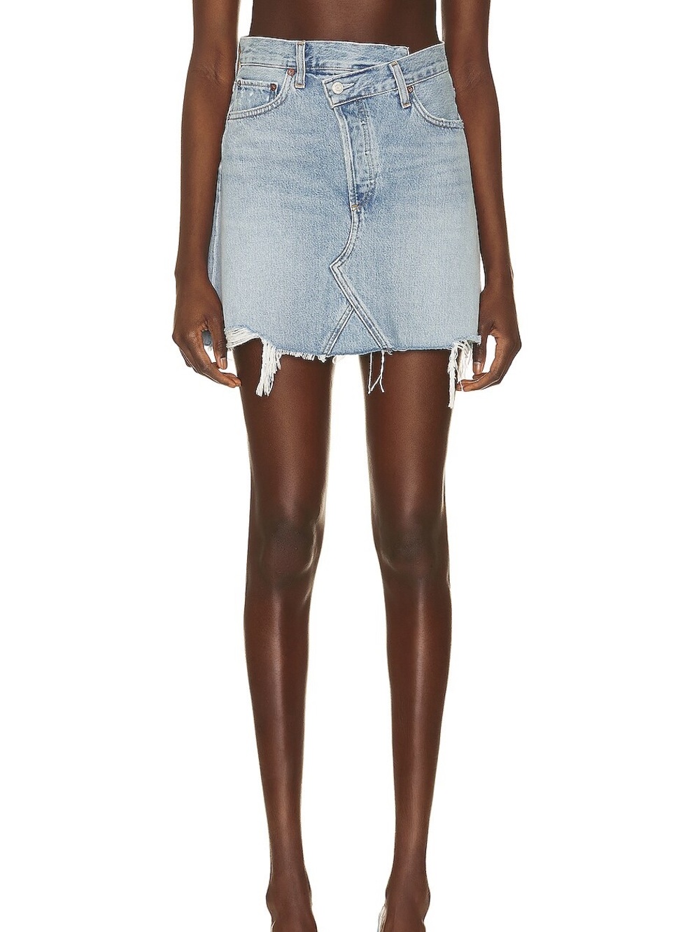 NWT AGOLDE Cris Cross Skirt Denim Mini Skirt Blue Size 25